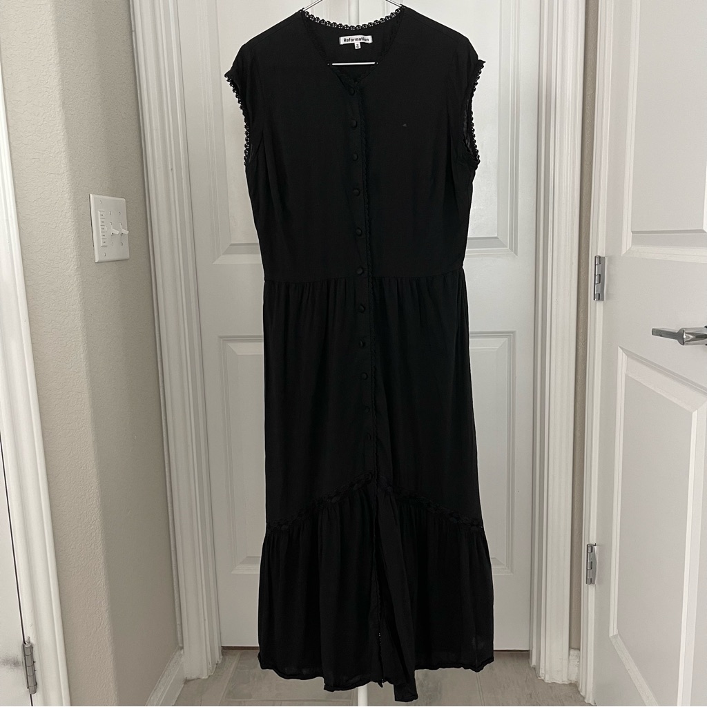 Reformation Rishi Dress In Black, Size 10